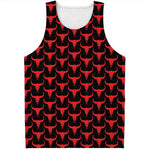 Red And Black Bull Skull Pattern Print Men's Tank Top