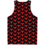 Red And Black Bull Skull Pattern Print Men's Tank Top