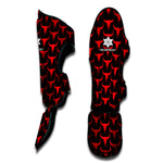 Red And Black Bull Skull Pattern Print Muay Thai Shin Guard