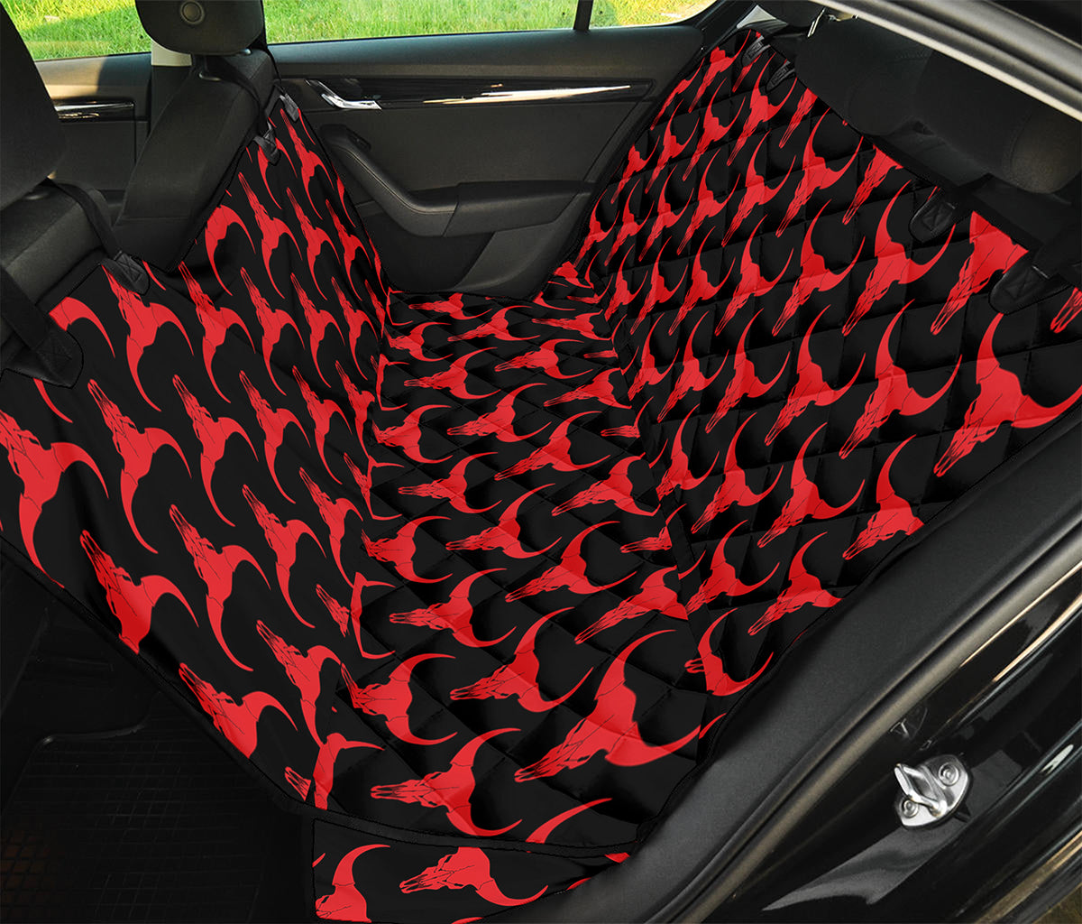 Red And Black Bull Skull Pattern Print Pet Car Back Seat Cover