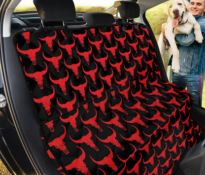 Red And Black Bull Skull Pattern Print Pet Car Back Seat Cover