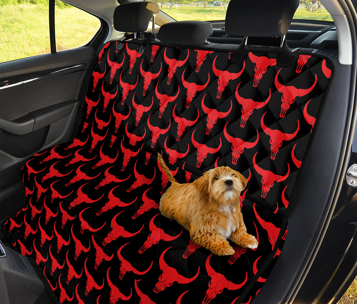 Red And Black Bull Skull Pattern Print Pet Car Back Seat Cover