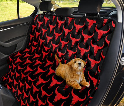 Red And Black Bull Skull Pattern Print Pet Car Back Seat Cover