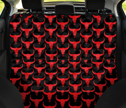 Red And Black Bull Skull Pattern Print Pet Car Back Seat Cover