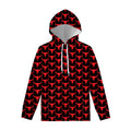 Red And Black Bull Skull Pattern Print Pullover Hoodie