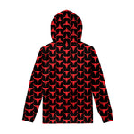 Red And Black Bull Skull Pattern Print Pullover Hoodie