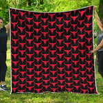 Red And Black Bull Skull Pattern Print Quilt