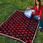 Red And Black Bull Skull Pattern Print Quilt