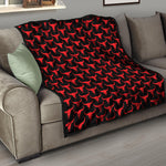 Red And Black Bull Skull Pattern Print Quilt