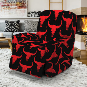 Red And Black Bull Skull Pattern Print Recliner Slipcover