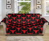 Red And Black Bull Skull Pattern Print Sofa Protector