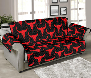 Red And Black Bull Skull Pattern Print Sofa Protector