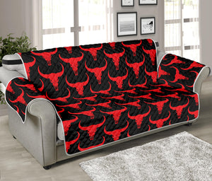 Red And Black Bull Skull Pattern Print Sofa Protector