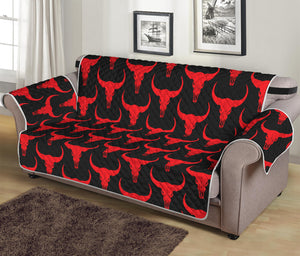 Red And Black Bull Skull Pattern Print Sofa Protector