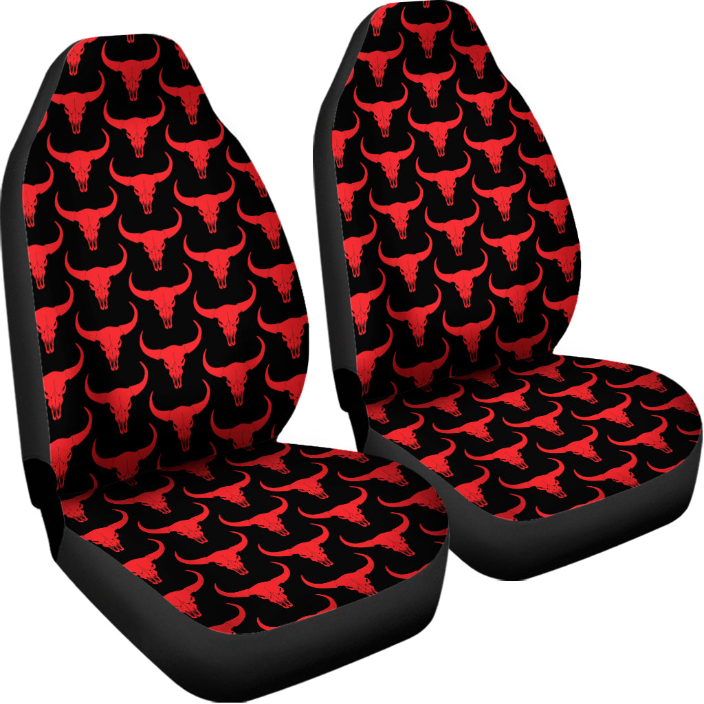 Red And Black Bull Skull Pattern Print Universal Fit Car Seat Covers