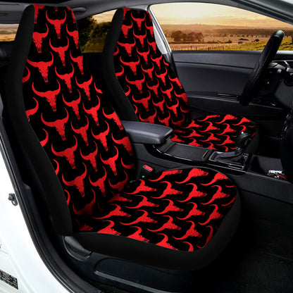 Red And Black Bull Skull Pattern Print Universal Fit Car Seat Covers