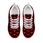 Red And Black Bull Skull Pattern Print White Sneakers