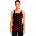 Red And Black Bull Skull Pattern Print Women's Racerback Tank Top