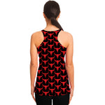 Red And Black Bull Skull Pattern Print Women's Racerback Tank Top