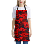 Red And Black Camouflage Print Apron