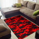 Red And Black Camouflage Print Area Rug GearFrost