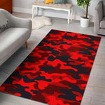 Red And Black Camouflage Print Area Rug GearFrost