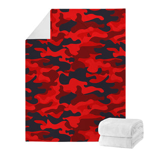 Red And Black Camouflage Print Blanket