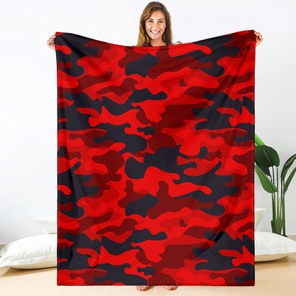 Red And Black Camouflage Print Blanket