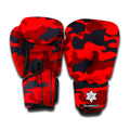 Red And Black Camouflage Print Boxing Gloves