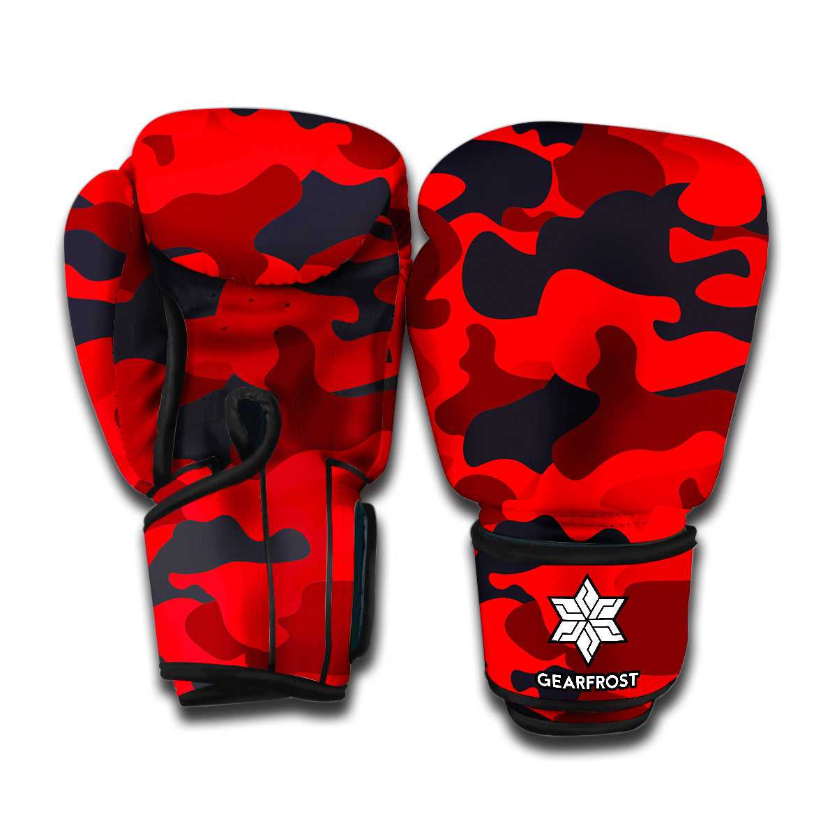 Red And Black Camouflage Print Boxing Gloves