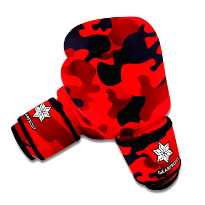 Red And Black Camouflage Print Boxing Gloves