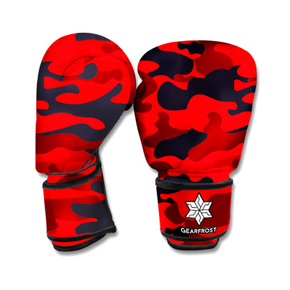 Red And Black Camouflage Print Boxing Gloves