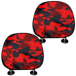 Red And Black Camouflage Print Car Headrest Covers