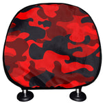 Red And Black Camouflage Print Car Headrest Covers