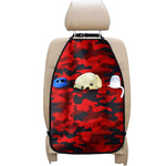 Red And Black Camouflage Print Car Seat Organizers