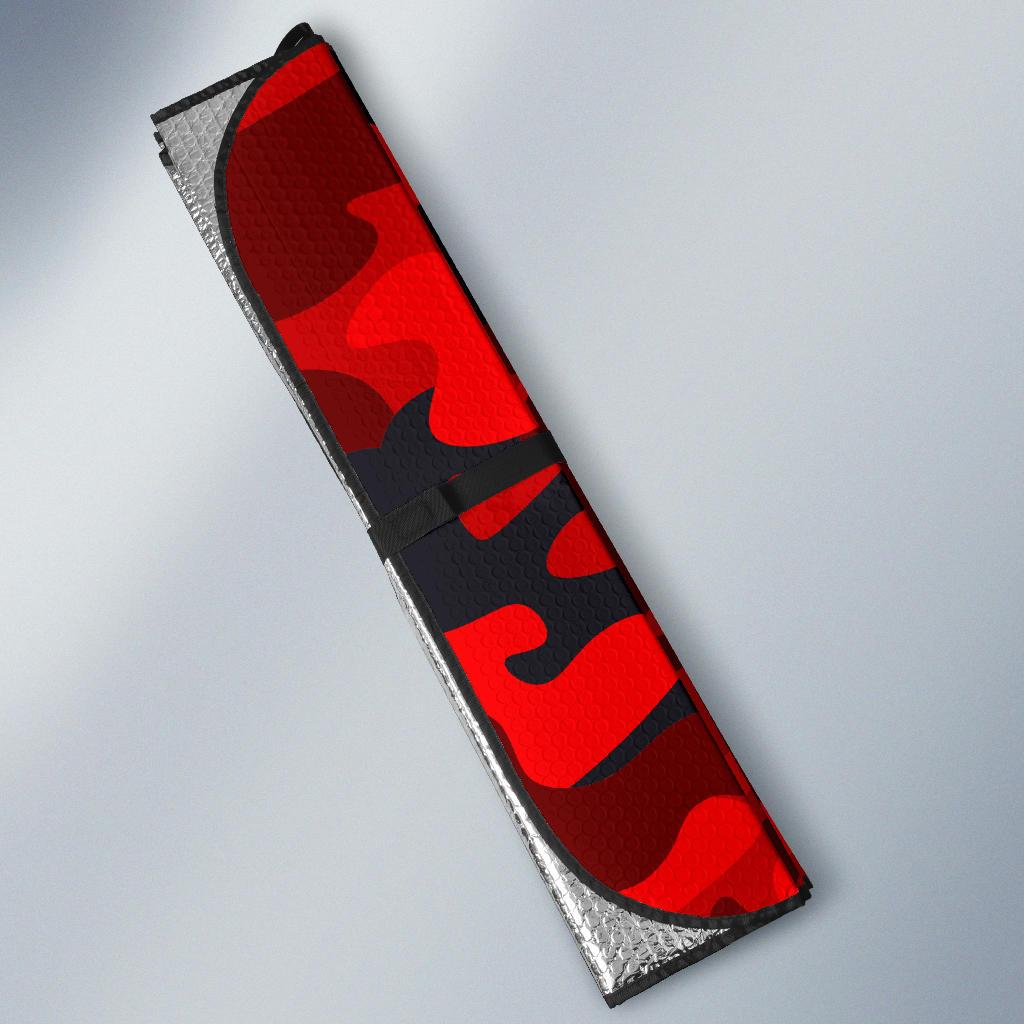 Red And Black Camouflage Print Car Sun Shade GearFrost
