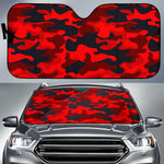 Red And Black Camouflage Print Car Sun Shade GearFrost