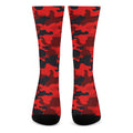 Red And Black Camouflage Print Crew Socks