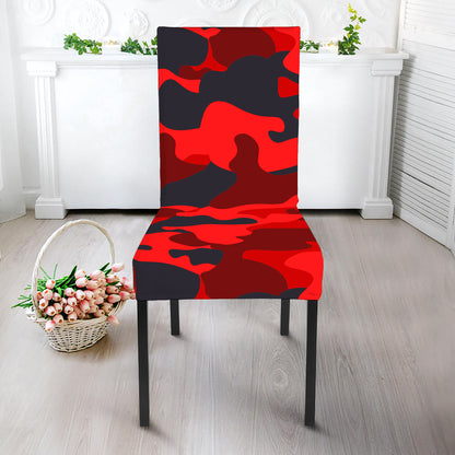 Red And Black Camouflage Print Dining Chair Slipcover
