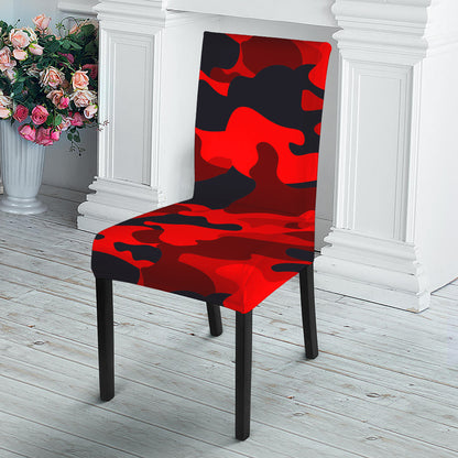 Red And Black Camouflage Print Dining Chair Slipcover