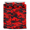 Red And Black Camouflage Print Duvet Cover Bedding Set