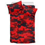 Red And Black Camouflage Print Duvet Cover Bedding Set