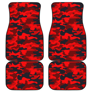 Red And Black Camouflage Print Front and Back Car Floor Mats