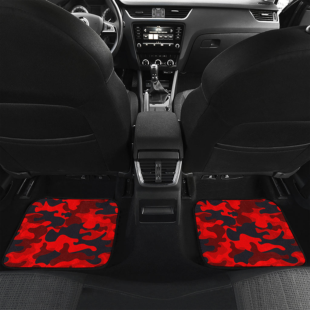 Red And Black Camouflage Print Front and Back Car Floor Mats