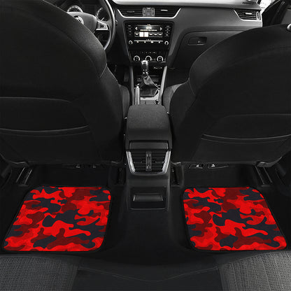 Red And Black Camouflage Print Front and Back Car Floor Mats