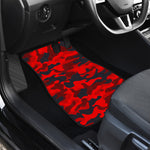 Red And Black Camouflage Print Front and Back Car Floor Mats