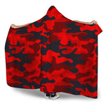 Red And Black Camouflage Print Hooded Blanket