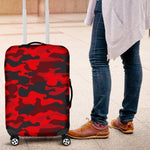 Red And Black Camouflage Print Luggage Cover GearFrost