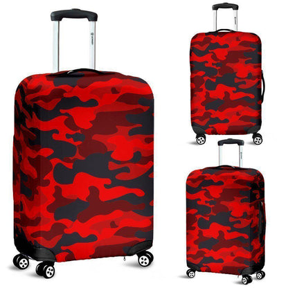 Red And Black Camouflage Print Luggage Cover GearFrost