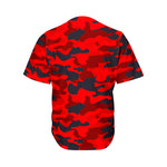Red And Black Camouflage Print Men's Baseball Jersey